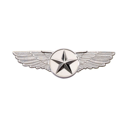 WINGS PILOT LARGE SILVER STAR EMBLEM (6.4CM)