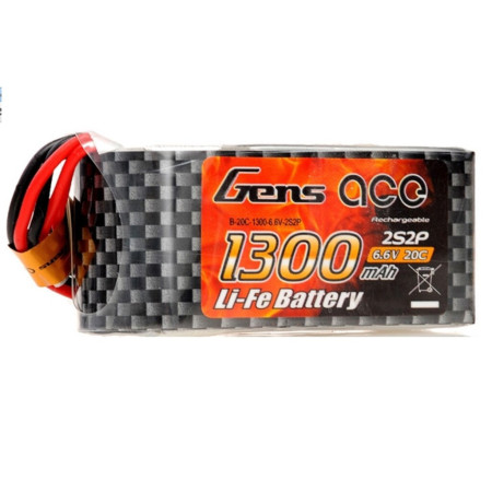 GENS ACE 6.6V 1300MAH 20C LIFE FUTABA/XT60 B-20C-1300-6.6V-2S2P