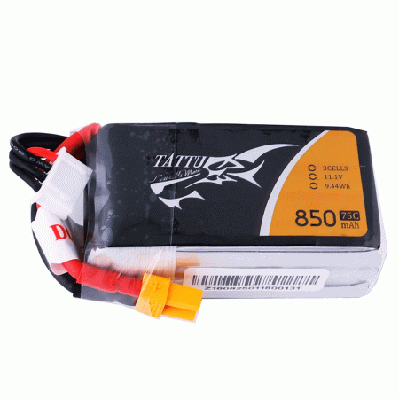 GENS ACE TATTU 11.1V 850MAH 75C 3S LIPO XT60 PLUG (DISCONT.)
