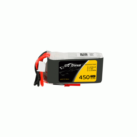 GENS ACE TATTU 7.4V 450MAH 75C 2S LIPO JST-SYP PLUG