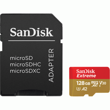 SANDISK MICROSDXC EXTREME 128GB 190MB/S CARD WITH ADAPTER