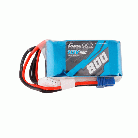 GENS ACE 11.1V 800MAH 45C LIPO EC2 PLUG