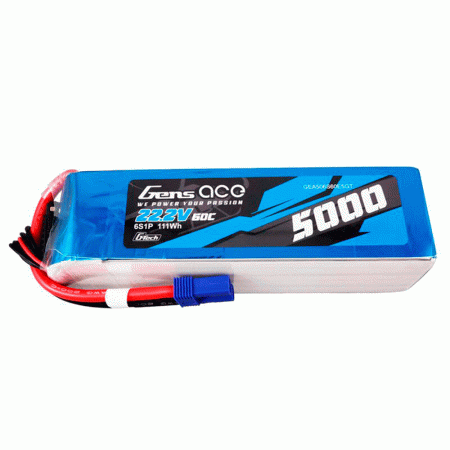 GENS ACE 22.2V 5000MAH 60C 6S G-TECH LIPO EC5 PLUG