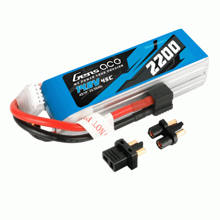 GENS ACE 14.8V 2200MAH 45C 4S LIPO G-TECH EC3 PLUG DEANS ADAPTER