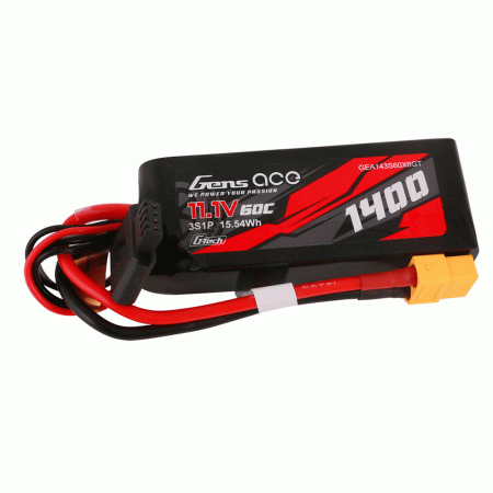 GENS ACE 11.1V 1400MAH 60C 3S LIPO G-TECH XT60 PLUG