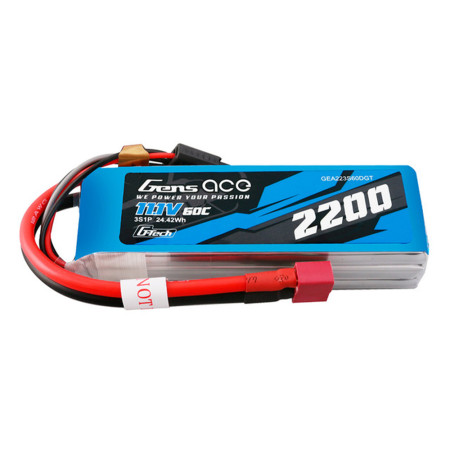 GENS ACE 11.1V 2200MAH 60C 3S G-TECH LIPO DEANS PLUG